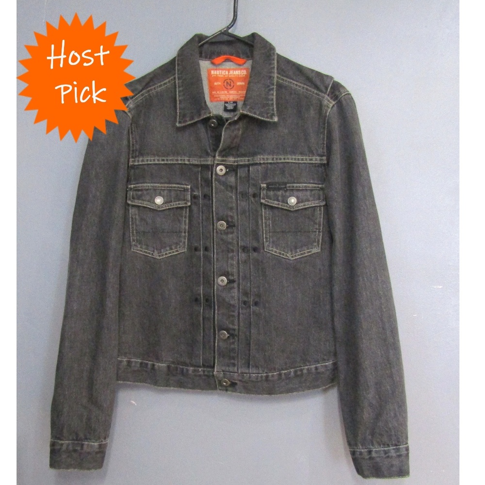 🤡HP🤡 Nautica Boy's Black Denim Jean Jacket SZ L